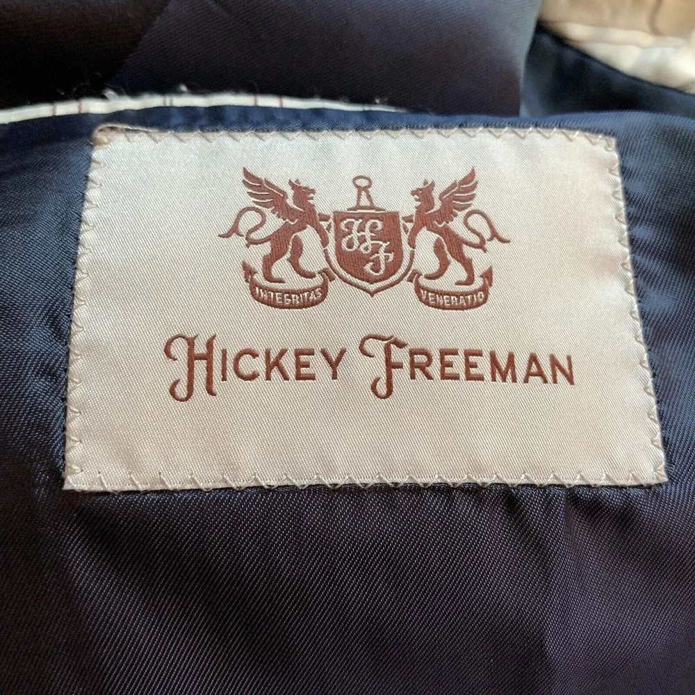Hickey Freeman Milburn II Blazer Jacket 46 R Navy Blue 100% Wool Sport Coat